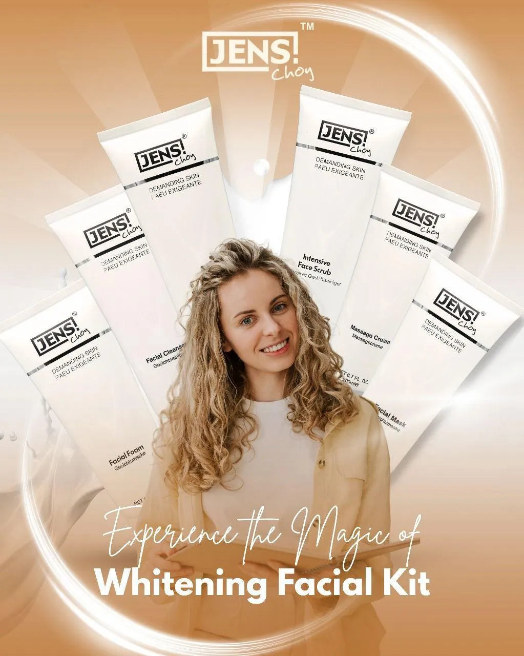 Whitening And Brightening Facial Kit - 6 Pcs Smooth Cream for All Skin Types - 200ml